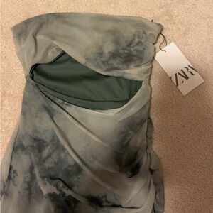 Zara green camo like tube dress with cut out